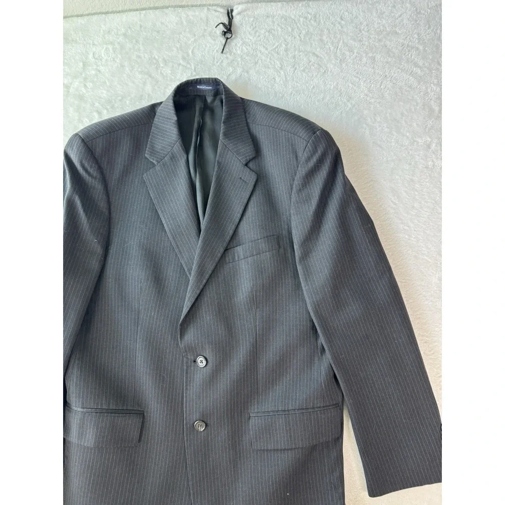 Lauren‎ Ralph Lauren Blazer Mens 42T Wool Cashmere Black Blue Pinstripe